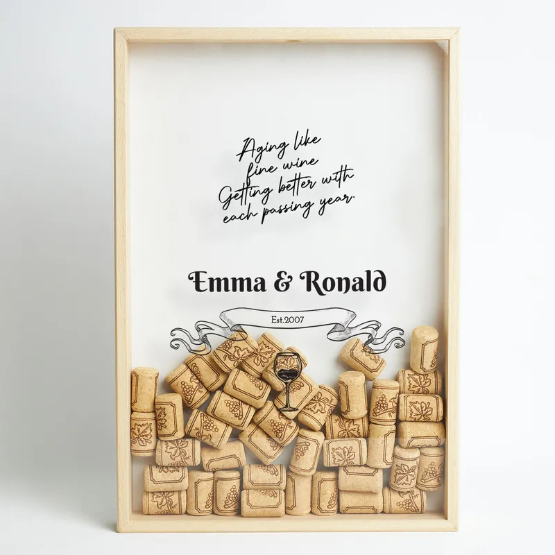 Personalized Wall Hanging Wine Cork Holder as Unique Gift For Couples and Anniversaries