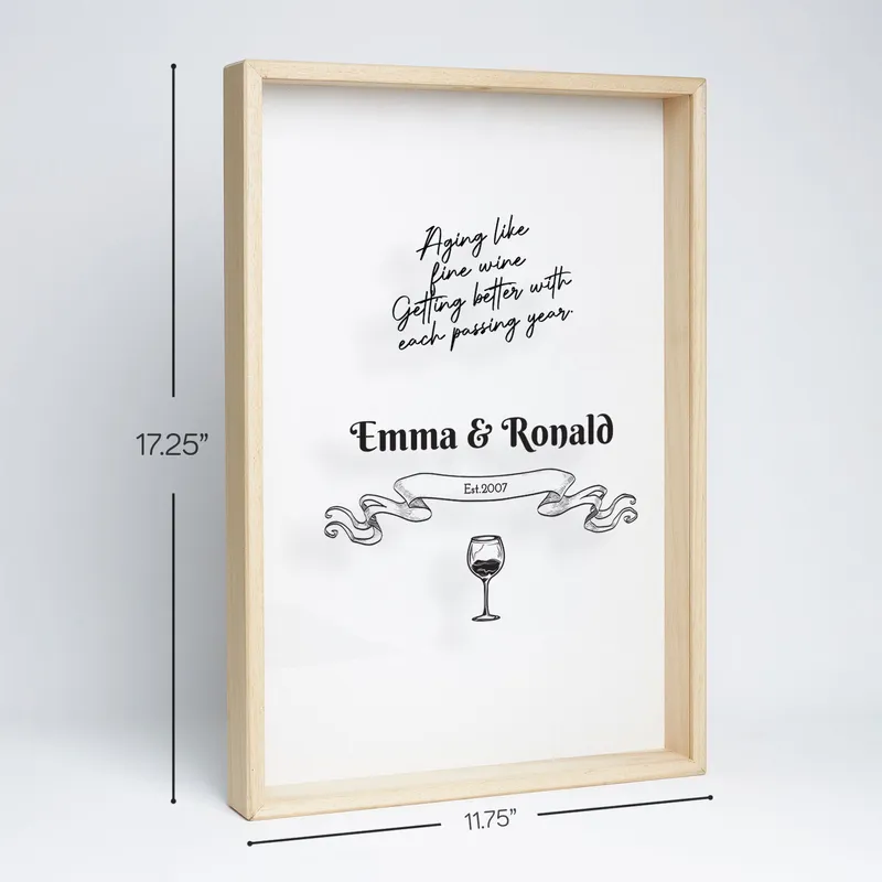 Personalized Wall Hanging Wine Cork Holder as Unique Gift For Couples and Anniversaries