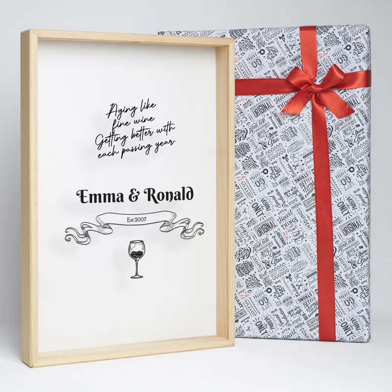 Personalized Wall Hanging Wine Cork Holder as Unique Gift For Couples and Anniversaries