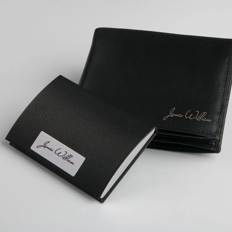 Personalized Wallet and Business Card Holder Gift Set