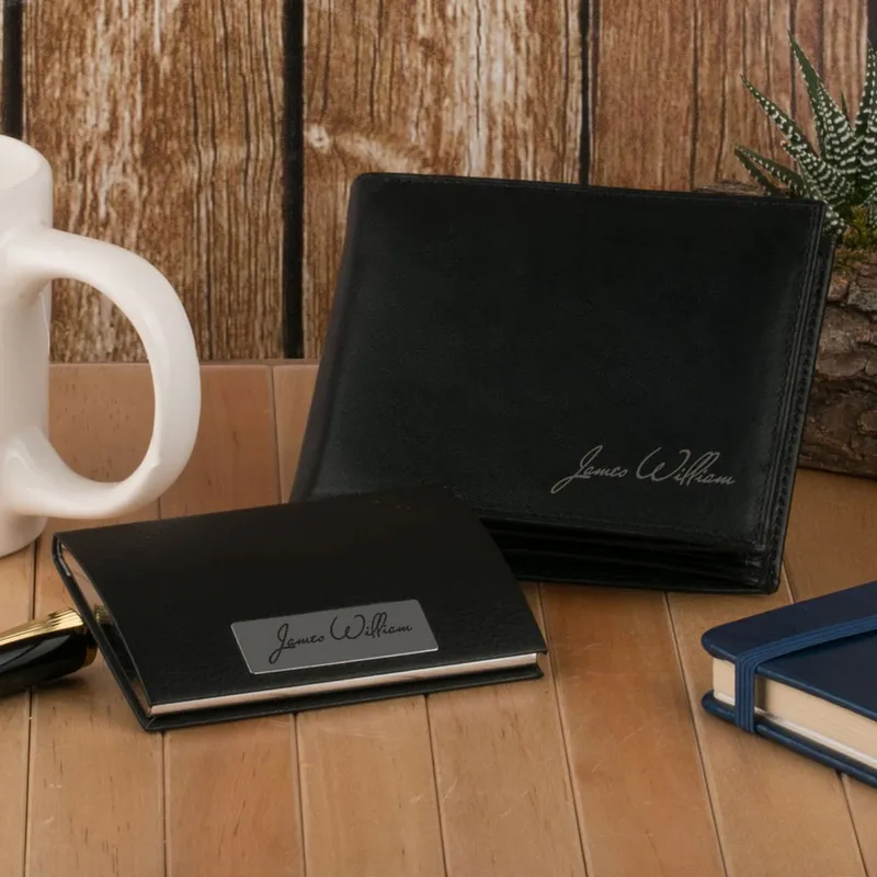 Personalized Wallet and Business Card Holder Gift Set
