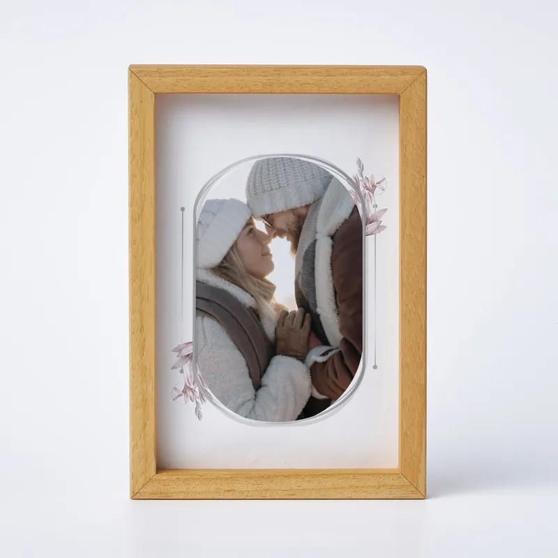 Personalized Watercolor Floral Wooden Photo Frame