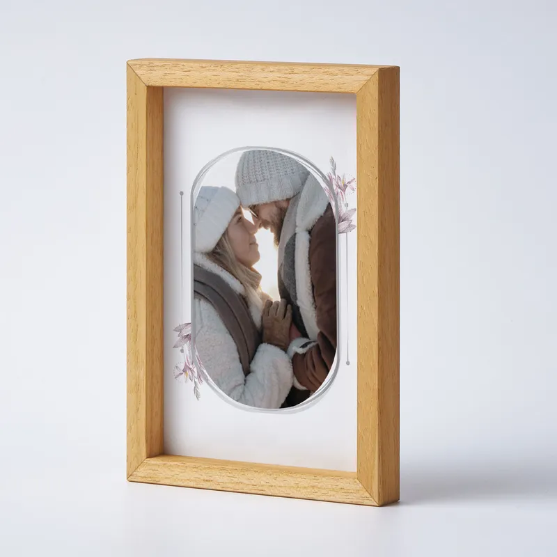 Personalized Watercolor Floral Wooden Photo Frame