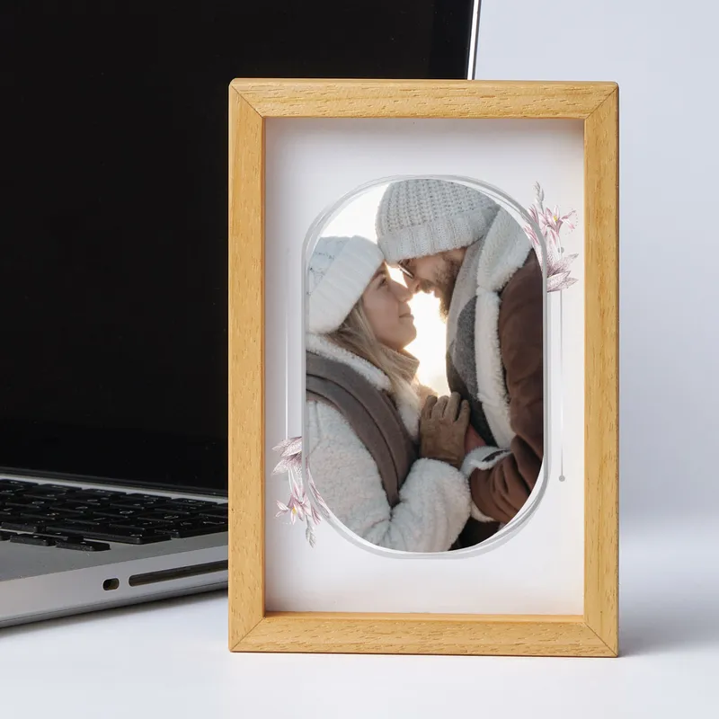 Personalized Watercolor Floral Wooden Photo Frame