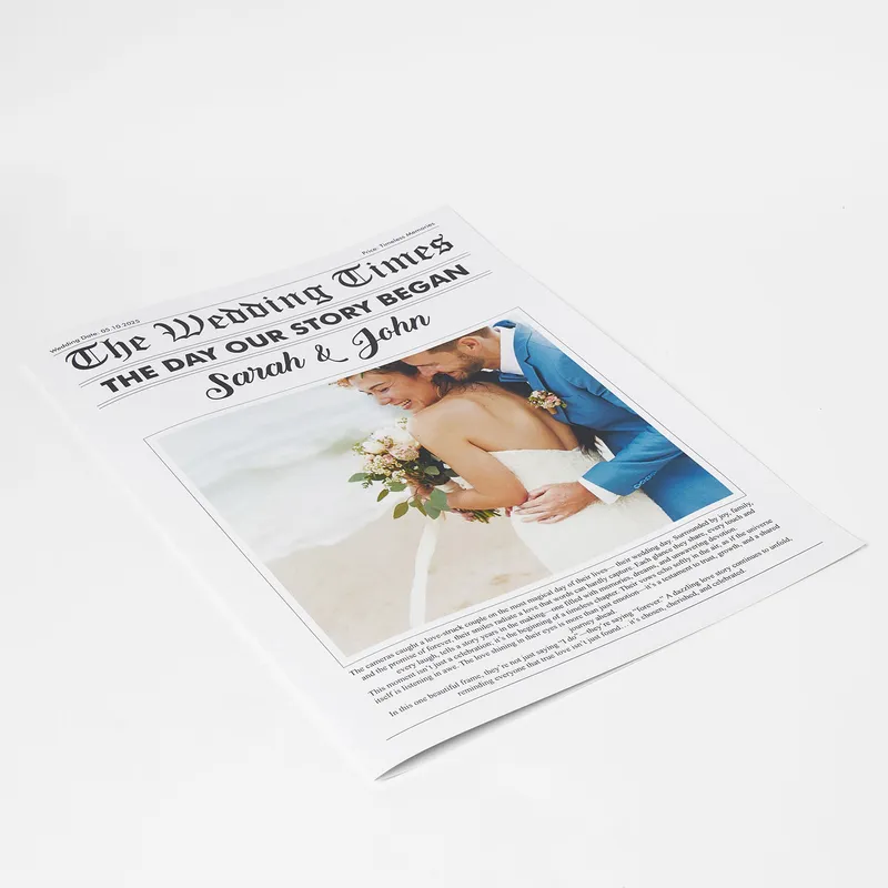 Personalised Wedding Memories Love Newspaper Gift
