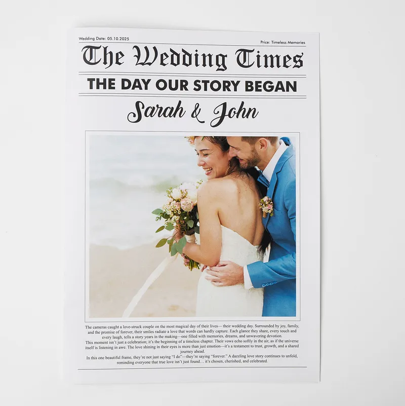 Personalised Wedding Memories Love Newspaper Gift
