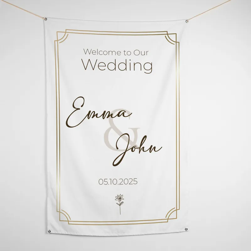 Personalised Wedding Welcome Banner with Names - 95 x 145 cm