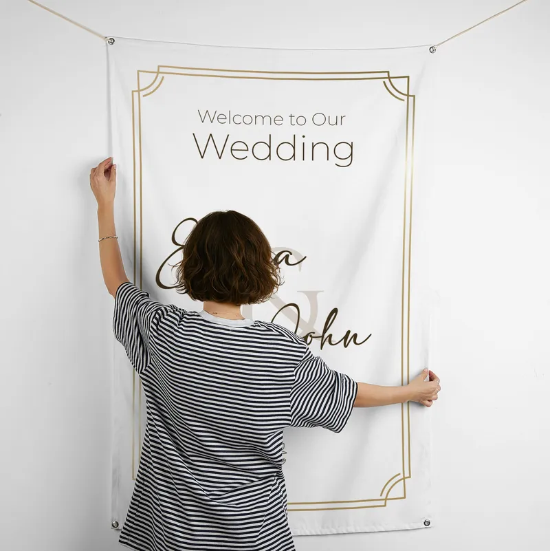 Personalised Wedding Welcome Banner with Names - 95 x 145 cm