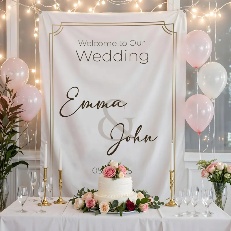 Personalised Wedding Welcome Banner with Names - 95 x 145 cm