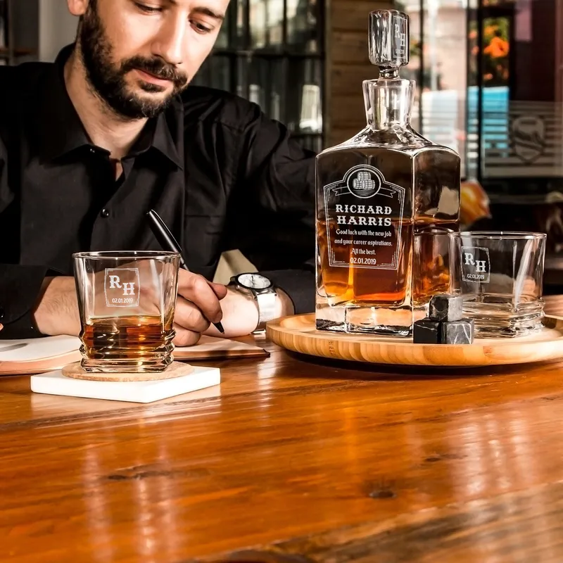 Personalized Whiskey Decanter Gift Set for Men