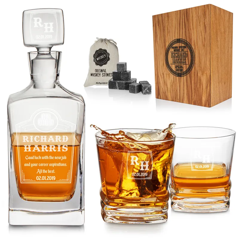 Personalized Whiskey Decanter Gift Set for Men