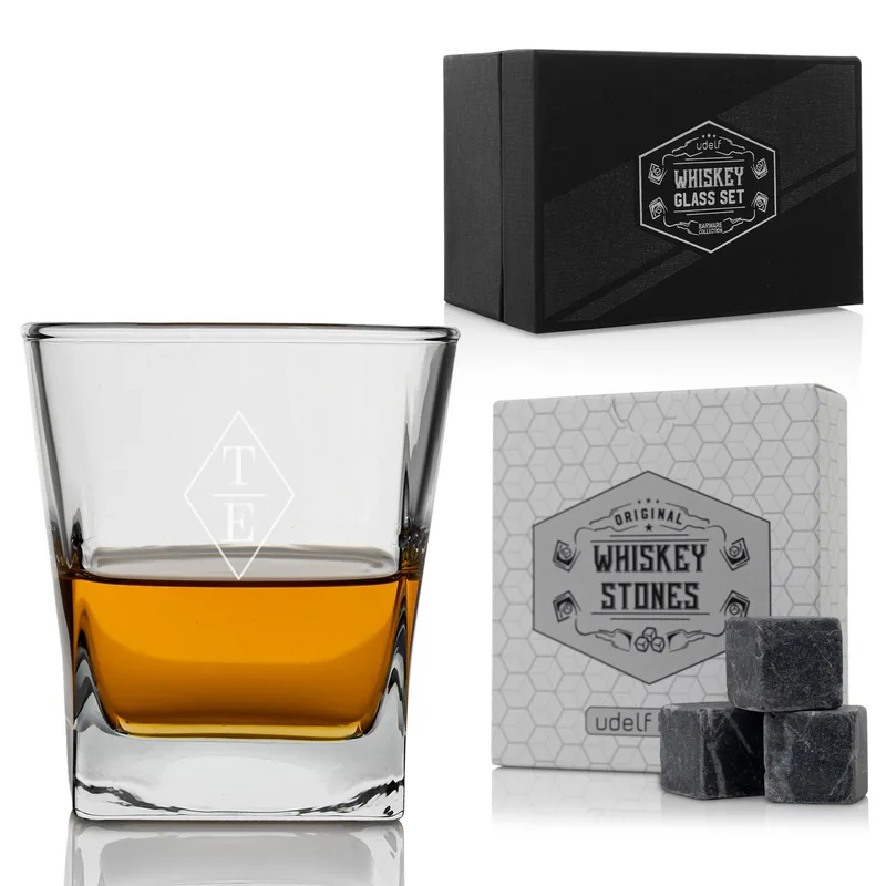 Corporate Engraved Scotch Glass & Stone Set