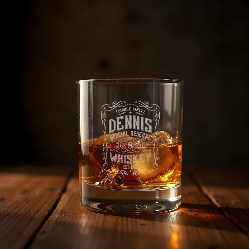 Personalized Whiskey Glass Set with Wooden Box for Him