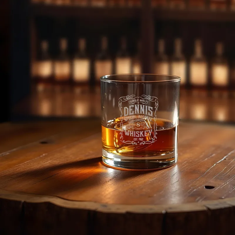 Personalized Whiskey Glass Set with Wooden Box for Him