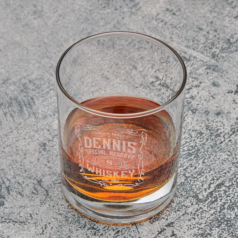 Personalized Whiskey Glass Set with Wooden Box for Him