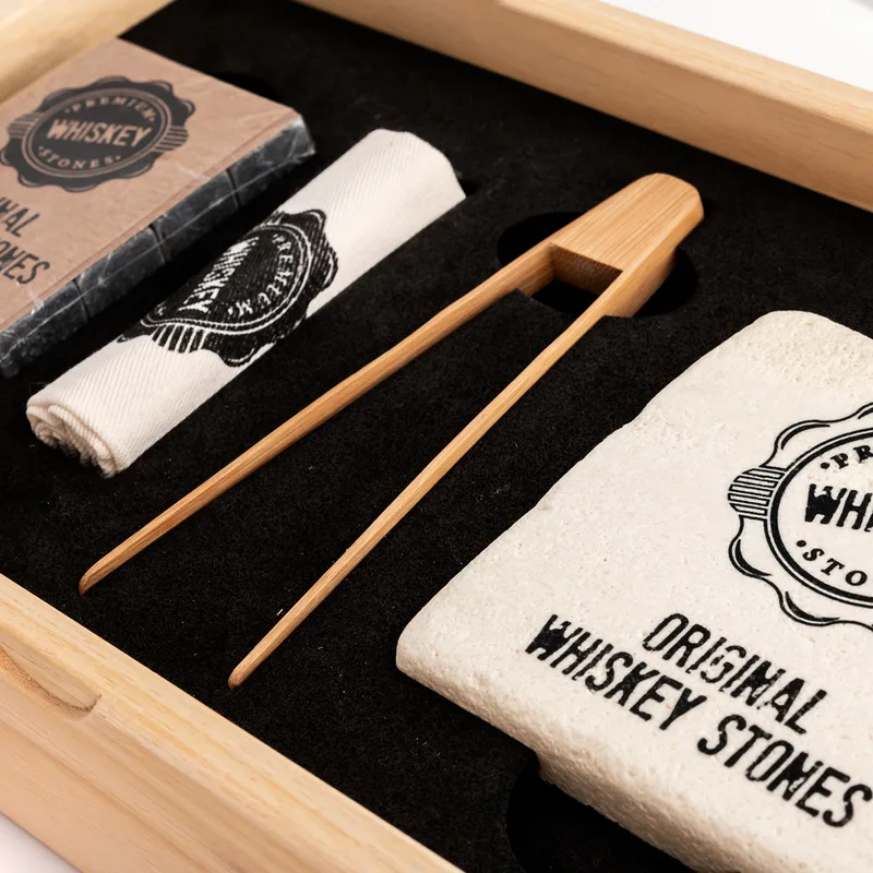 Personalized Whiskey Stones Set in Premium Wooden Box