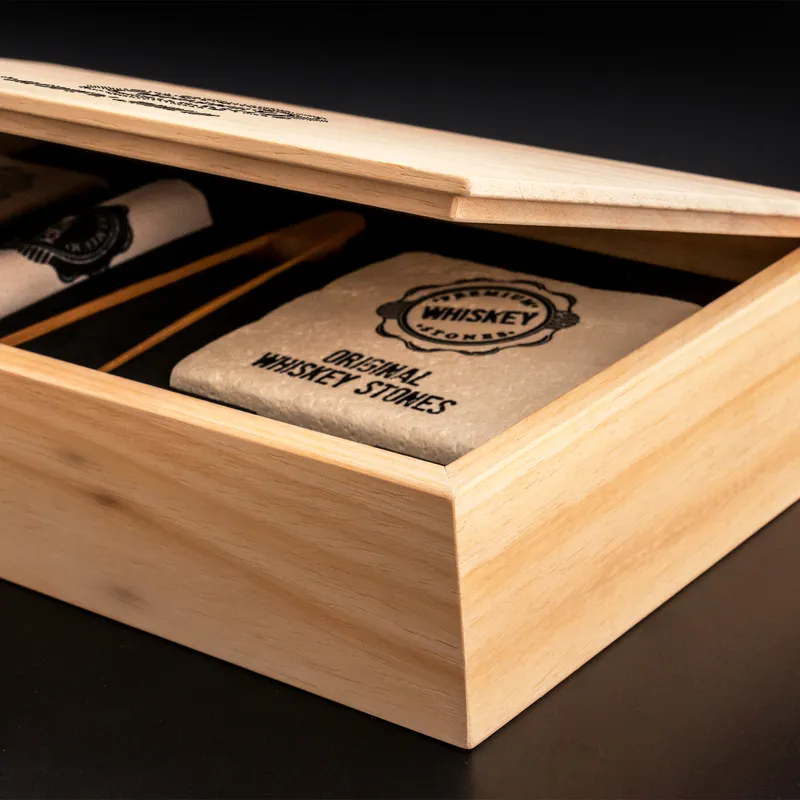 Personalized Whiskey Stones Set in Premium Wooden Box