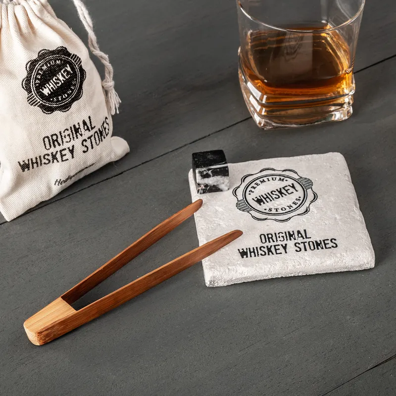Personalized Whiskey Stones Set in Premium Wooden Box