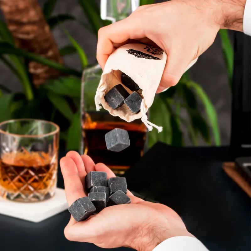 Personalized Whiskey Stones Set in Premium Wooden Box