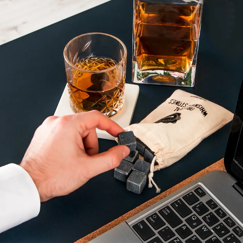 Personalized Whiskey Stones Set in Premium Wooden Box