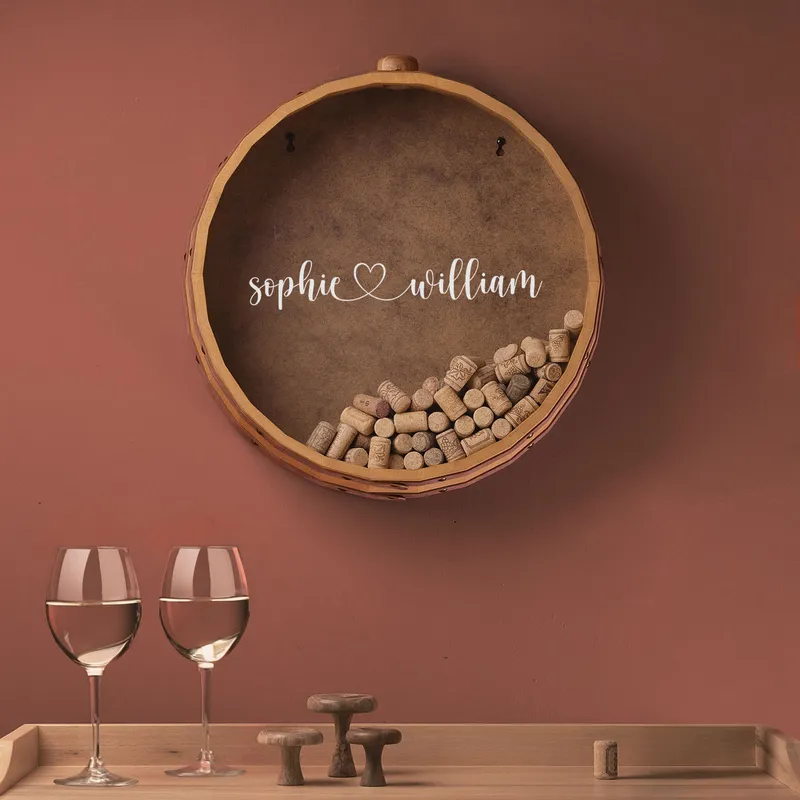 Personalized Wine Cork Collection Box for Couples