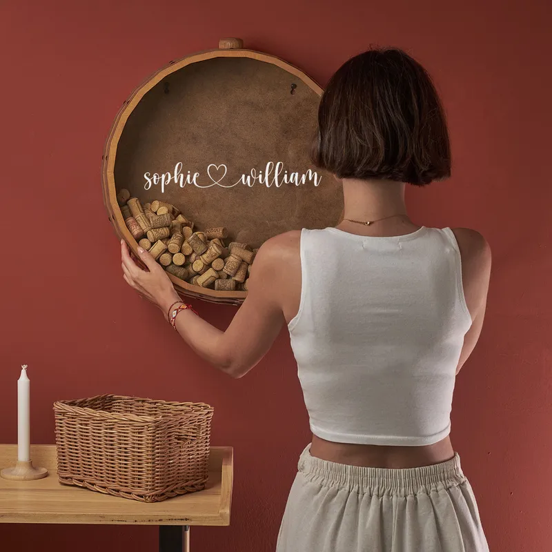 Personalized Wine Cork Collection Box for Couples