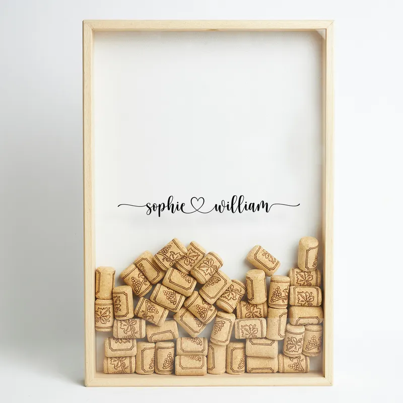 Personalized Wine Cork Display Box for Couples