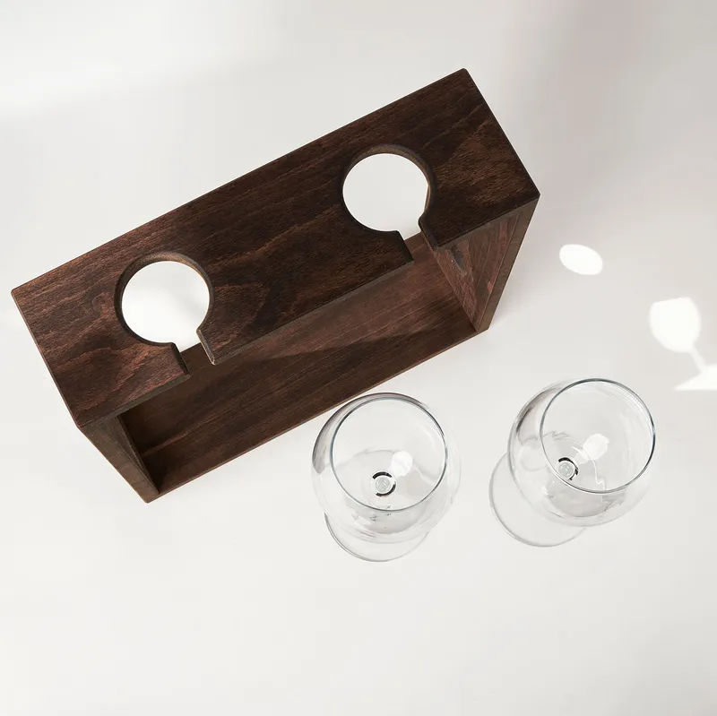Personalized Wine Glass Set with Decorative Bottle Stand
