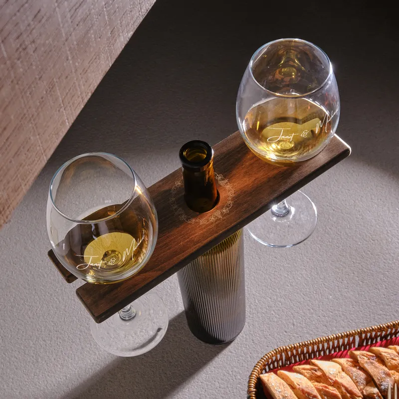 Personalized Wine Glasses with Stand for Couples