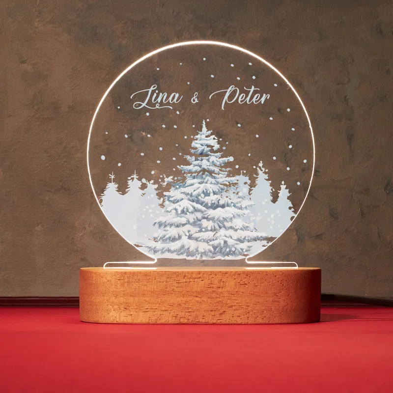 Personalized Winter Forest LED Lamp Perfect for Home Decor
