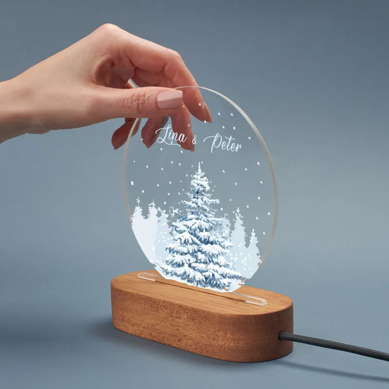 Personalized Winter Forest LED Lamp Perfect for Home Decor