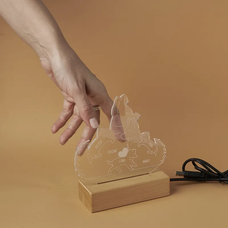 Personalized Wolf Family Decorative LED Lamp