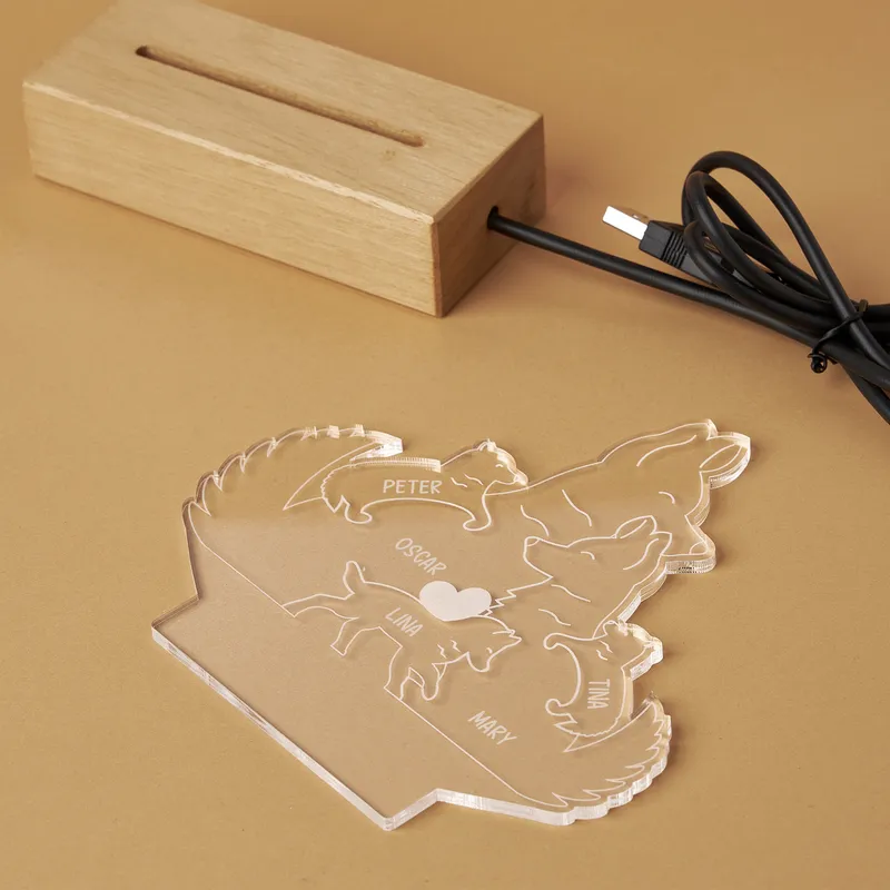Personalized Wolf Family Decorative LED Lamp