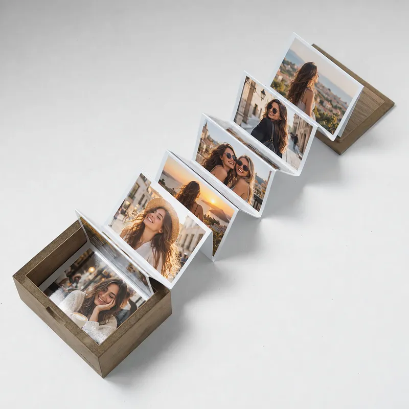 Personalized Wooden Accordion Photo Box Keepsake Stories