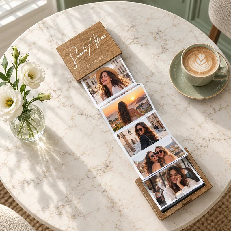 Personalized Wooden Accordion Photo Box Keepsake Stories