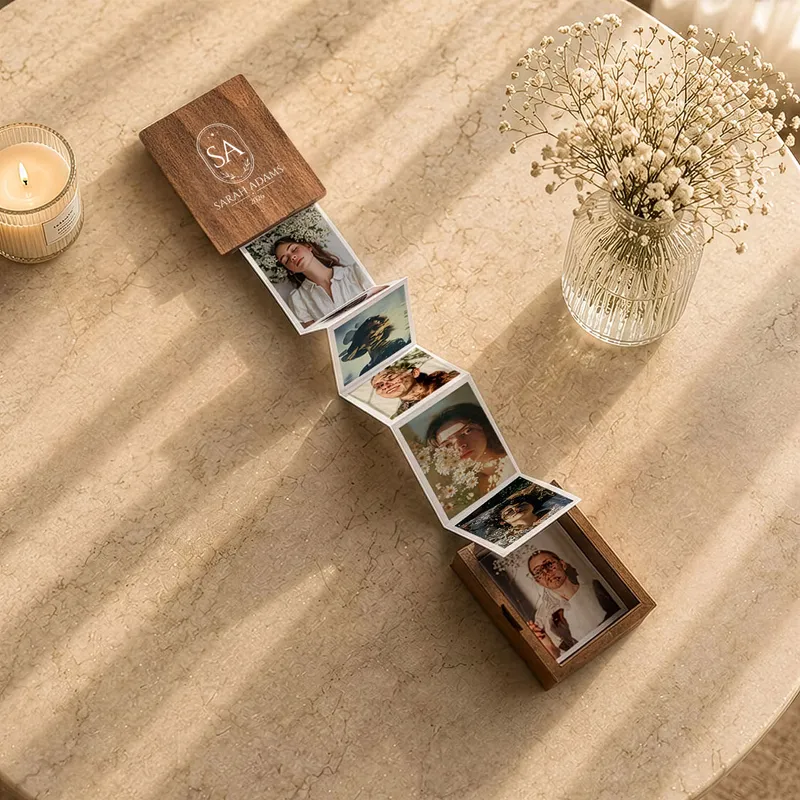 Personalized Wooden Accordion Photo Box Keepsake Stories