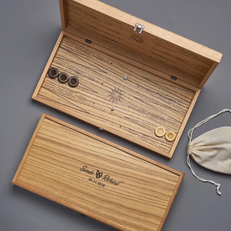 Personalized Wooden Backgammon Set for Anniversary