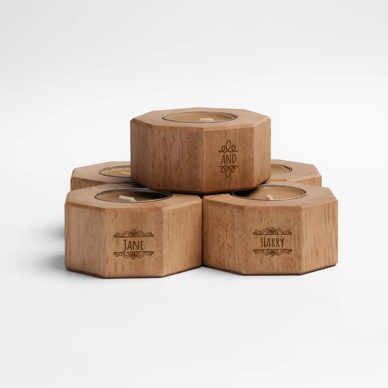 Personalised Wooden Candle Holder Set of 5