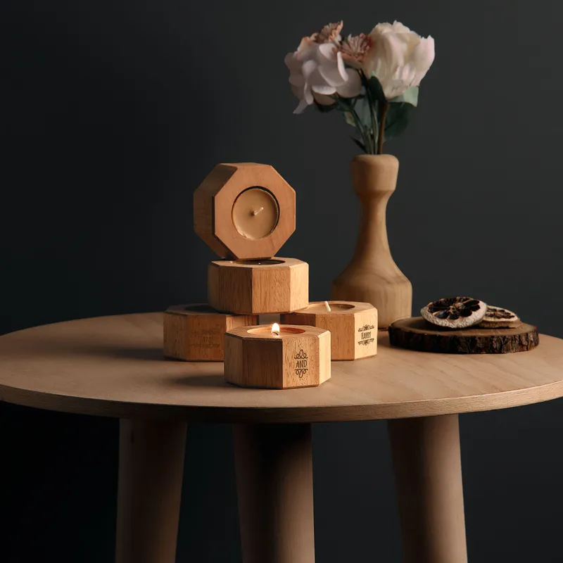 Personalised Wooden Candle Holder Set of 5