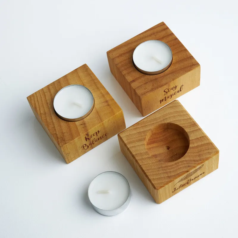 Personalized Wooden Candle Set