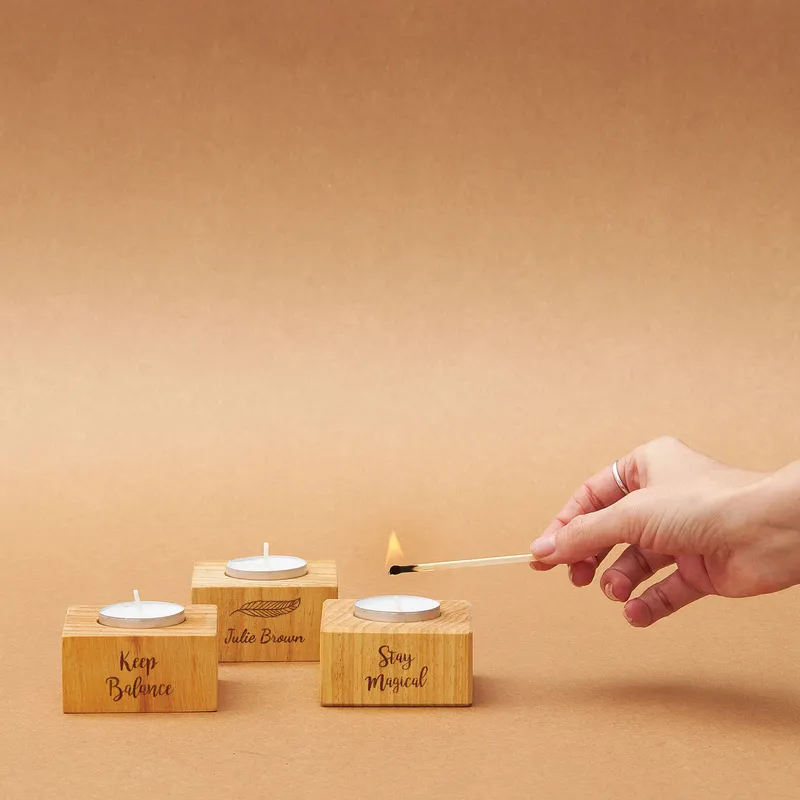Personalized Wooden Candle Set
