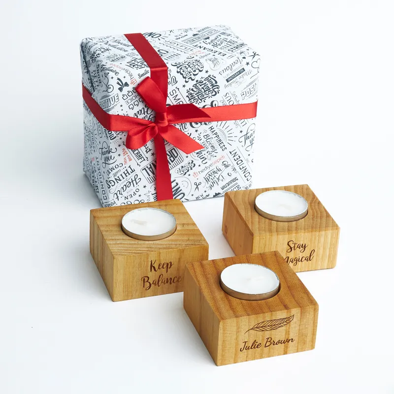 Personalized Wooden Candle Set