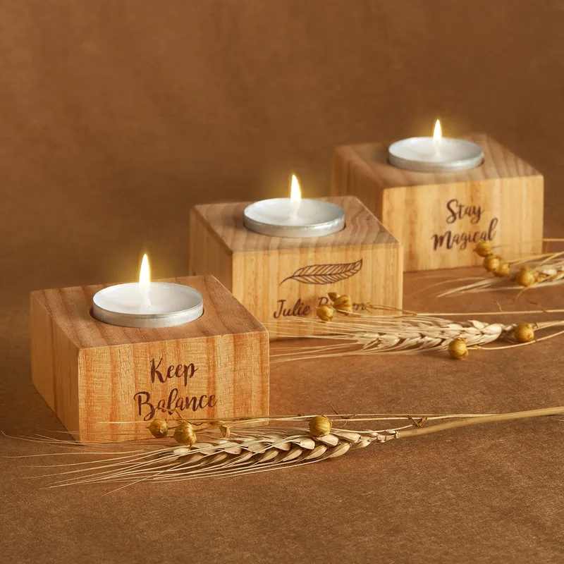 Corporate Engraved Wooden Candle