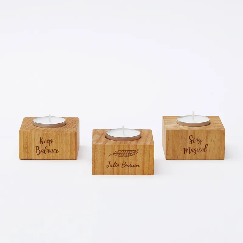 Personalized Wooden Candle Set