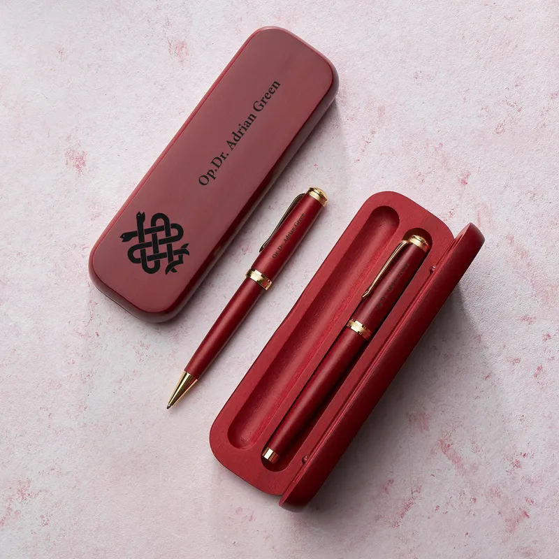 Personalized Wooden Case Pen Set Gift for Doctors