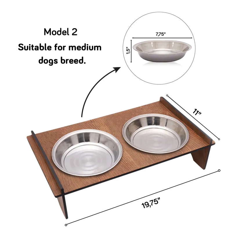 Personalized Wooden Cat Food and Water Bowl with Paw Design