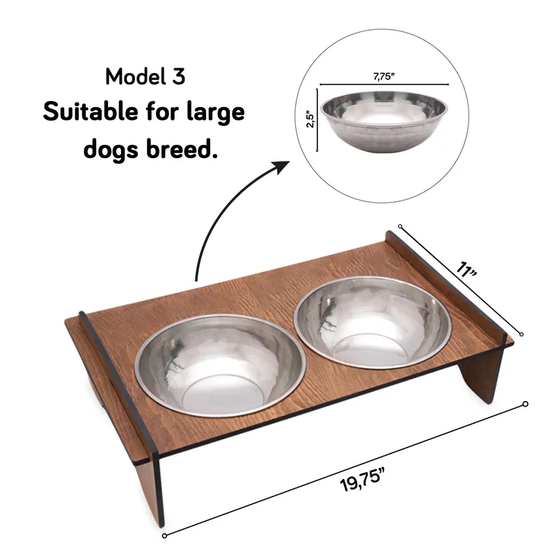 Personalized Wooden Cat Food and Water Bowl with Paw Design