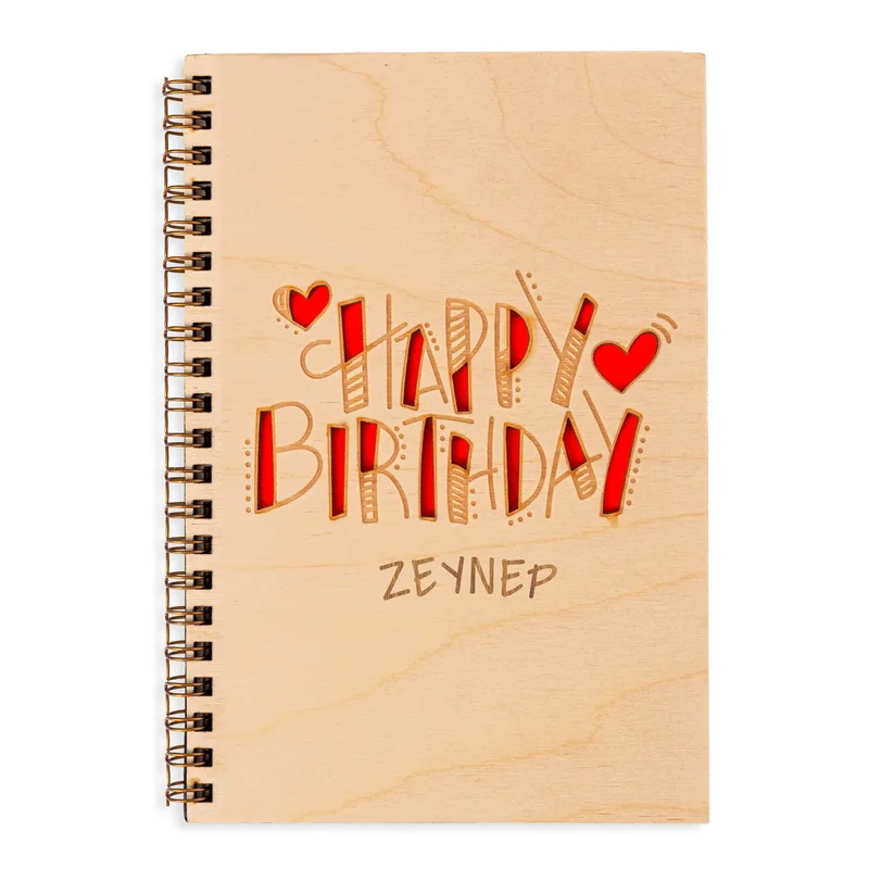 Personalized Wooden Cover Notebook for Birthday Gift
