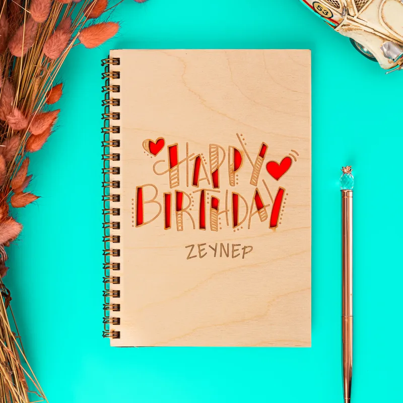 Personalized Wooden Cover Notebook for Birthday Gift