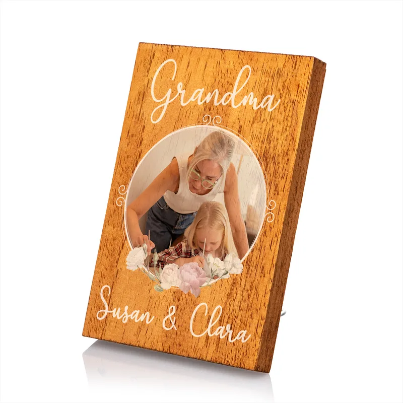 Personalized Wooden Decorative Frame with Picture and Name Gift for Grandma
